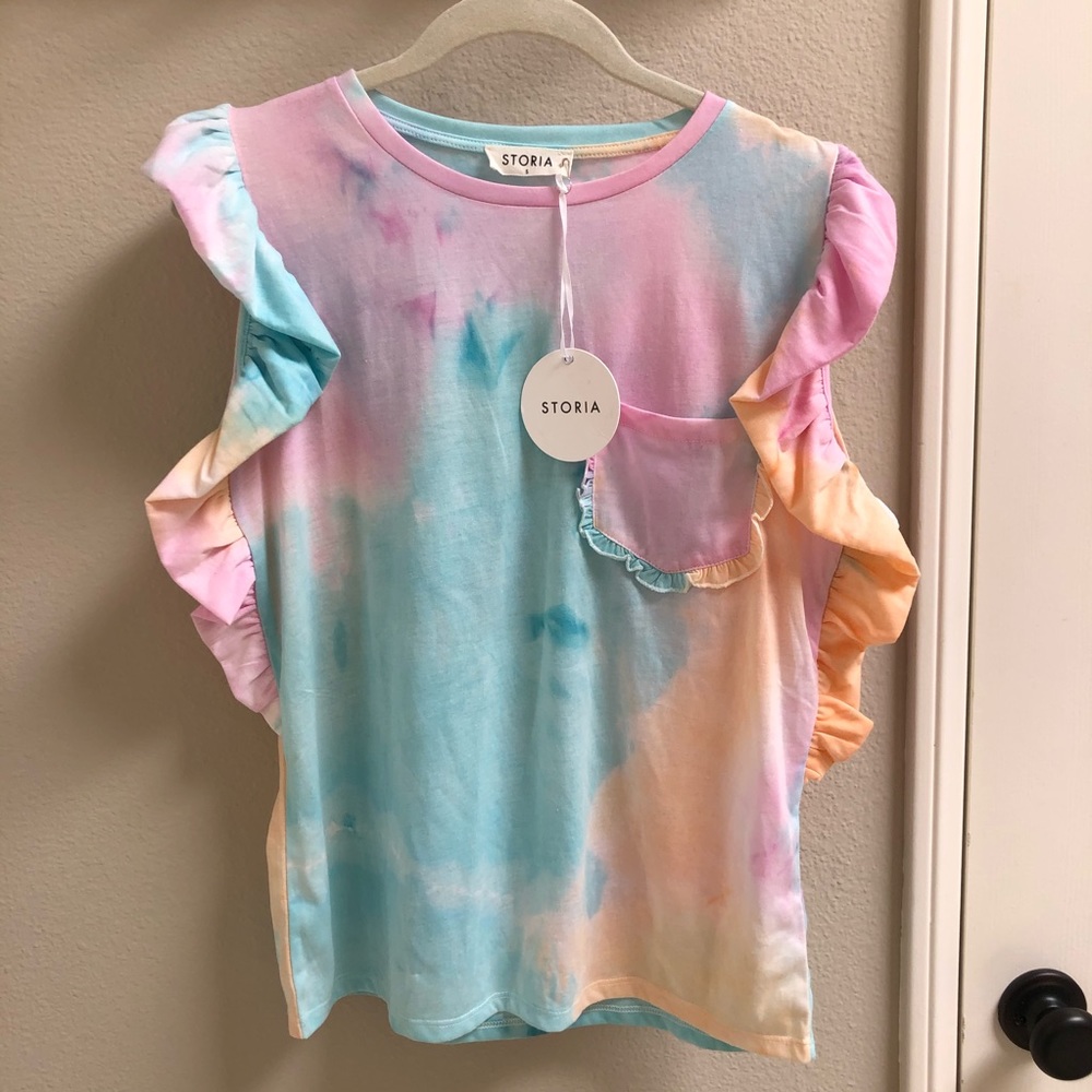 Storia ty dye t-shirt with ruffle pocket